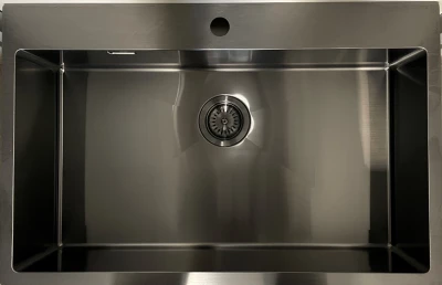 Ausmann Weser large stainless steel sink, anthracite color PVD Gun Metal 79x51 with tap hole, undermount, flush mount, and surface mount 067137