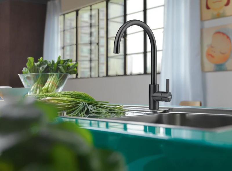 Franke kuchyňská baterie Eos Neo otočný výtokový ventil kartáčovaná černá 115.0613.590