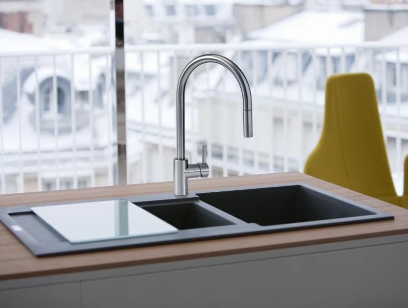 Franke Kuchyňská baterie Eos Neo s výsuvnou sprchovou hlavicí, celonerezová 115.0590.045