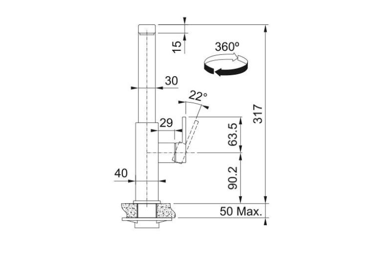 Franke kartáčovaná černá kuchyňská baterie Mythos s otočným výtokem 115.0550.441