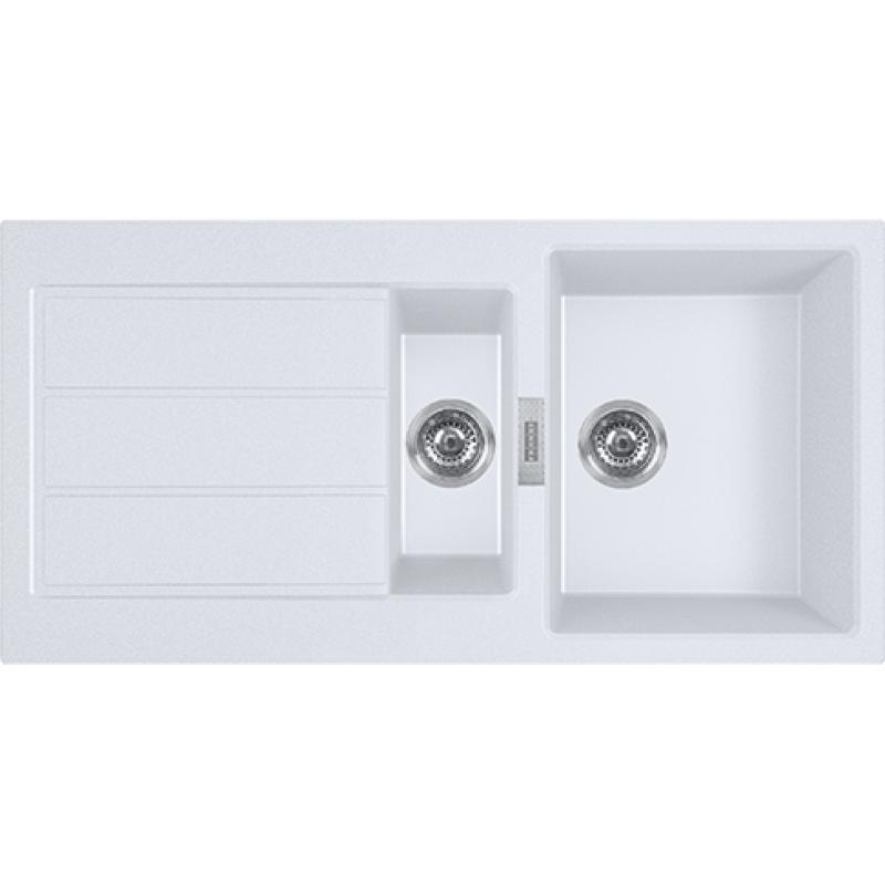 Franke Sirius 2 S2D 651 plastový 1,5 jednoapůltorový dřez s odkapáváním, bílý, nástavba 100x50 143.0634.555