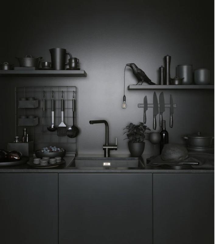 Franke kartáčovaná černá senzorová kuchyňská baterie Atlas Neo s otočným výtokem 115.0625.525