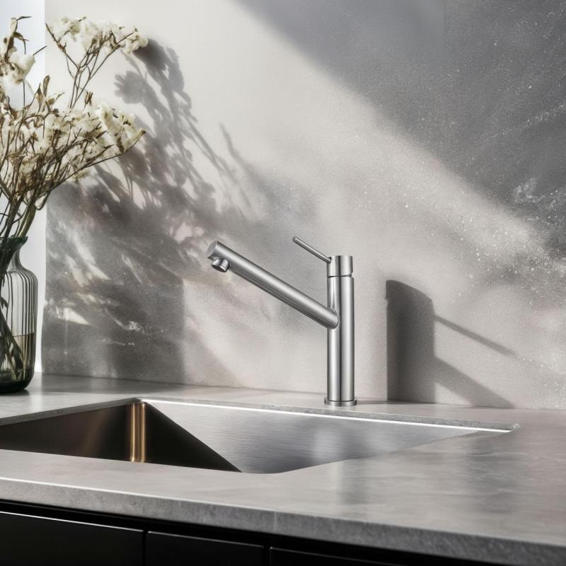 Franke Orbit masivní nerezová vysoká kuchyňská baterie s otočným výtokem inox 115.0600.928