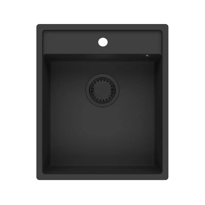 GraniteMy Bremen granitový dřez 44x52 cm černý nástavbový, vestavný a rovný s otvorem pro kohoutek 1208953870