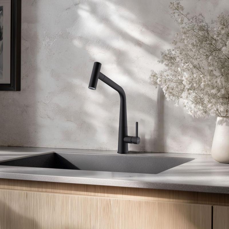 Franke Icon kuchyňská baterie matná černá s výsuvnou sprškou 115.0625.190