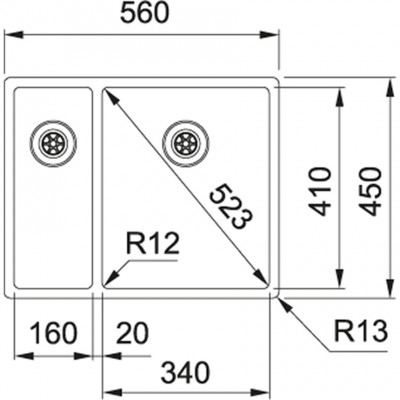Franke Bolero plus R12 BXX 260 BR 1,5 jeden a půl nerezový dřez plochá montáž 127.0455.331
