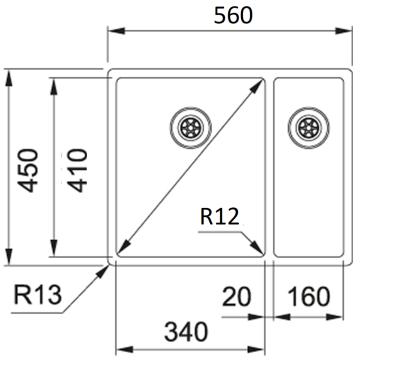 Franke Bolero plus R12 BXX 260 BL 1,5 nerezový dřez s jednou a půl vanou pro montáž do roviny 127.0625.091