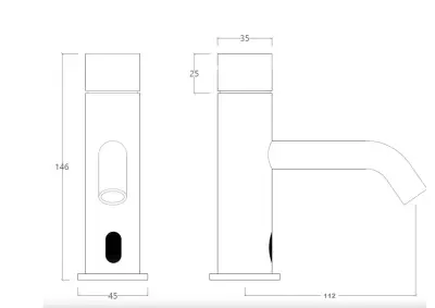 Waterevolution Flow electronic washbasin faucet infrared at 230 volts PVD White Gold T110EEWGE
