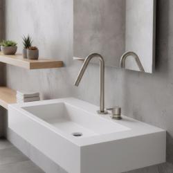 Waterevolution Flow 2-otvorová umyvadlová baterie zcela z nerezové oceli s malým výtokem V 120 mm T1121VIE