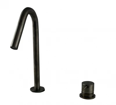 Waterevolution Flow 2otvorová umyvadlová baterie PVD Gun Metal s malým V 120 mm výtokem T1121VGME