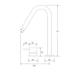 Waterevolution Flow 2-otvorová umyvadlová baterie chrom s vysokým výtokem 120 mm T1122V01