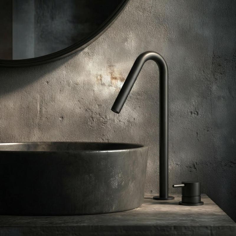 Waterevolution Flow 2-otvorová umyvadlová baterie černá s vysokým výtokem V 120 mm T1122VPR