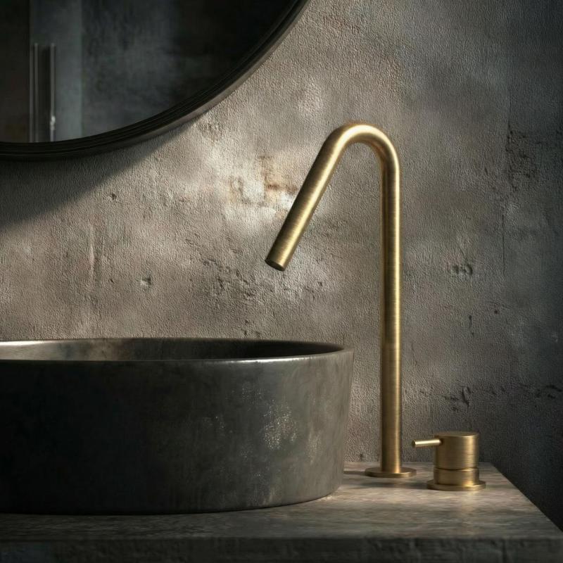 Waterevolution Flow 2-otvorová umyvadlová baterie kartáčovaná mosaz s vysokým V 120mm výtokem T1122VLE