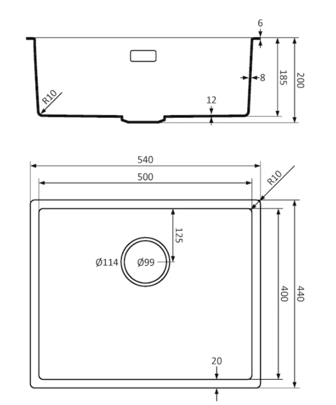 Lorreine 50BQ-FU černý Quartz dřez 50x40cm spodní montáž rovná montáž černý s černým sítkem 1208954002