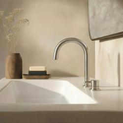 Waterevolution Flow 2-otvorová baterie na umyvadlo z nerezové oceli s nízkým U výtokem 200 mm T1121UIE