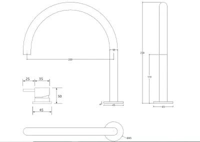 Waterevolution Flow 2otvorová umyvadlová baterie bílá s nízkým U 113 mm výtokem T1121UBR