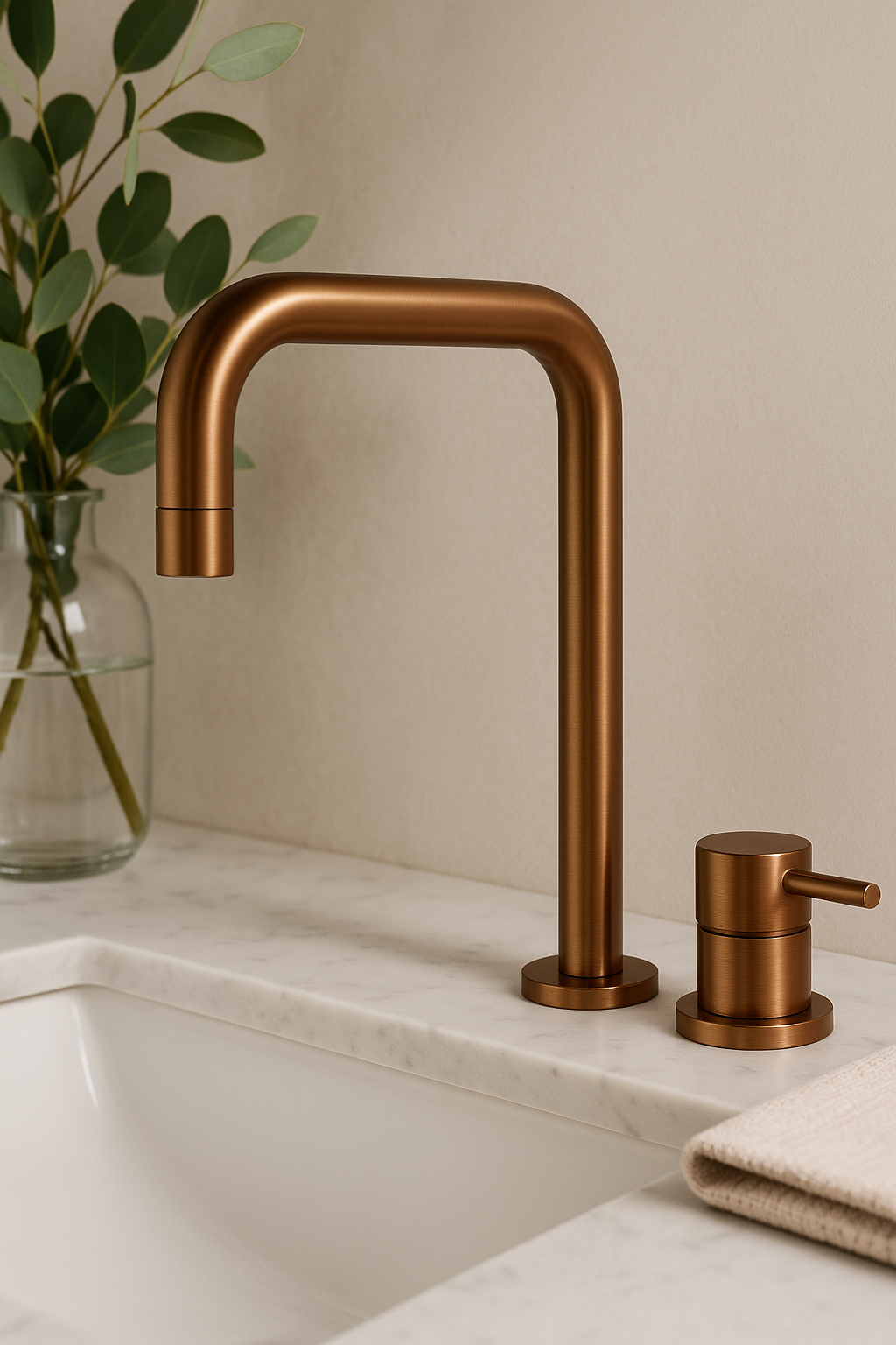 Waterevolution Flow 2-otvorová umyvadlová baterie PVD Kartáčovaná Měď T112HCPE