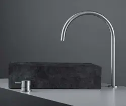 Waterevolution Flow 2-otvorová umyvadlová baterie z nerezové oceli s vysokým U výtokem 200 mm T1122UIE