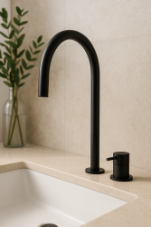 Waterevolution Flow 2otvorová umyvadlová baterie černá s vysokým U 200 mm výtokem T1122UPR