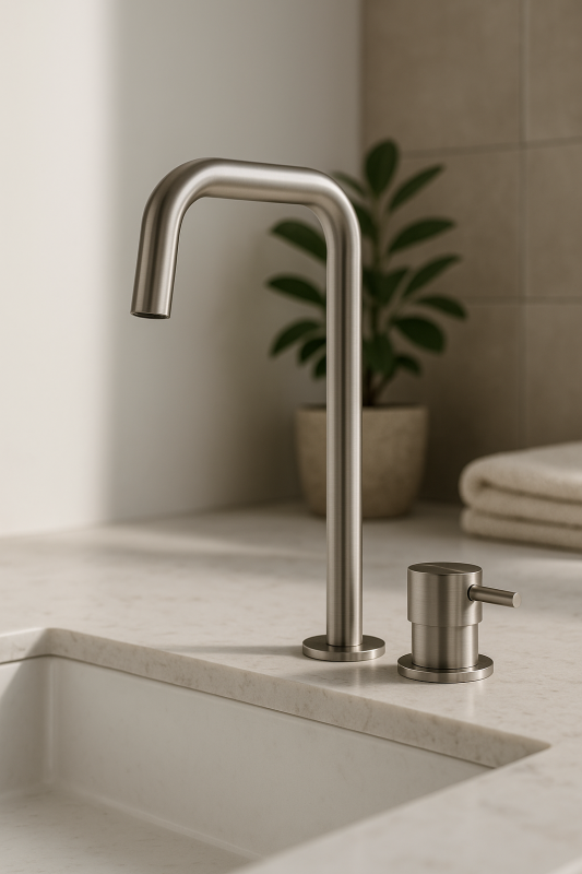 Waterevolution Flow 2-otvorová umyvadlová baterie vysoký výtok 222 Nerezová ocel T122HIE