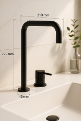 Waterevolution Flow 2-otvorová umyvadlová baterie vysoký výtok 222 matná černá T122HPR