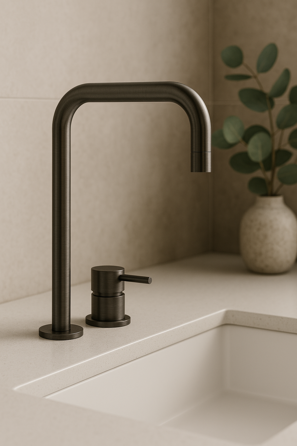 Waterevolution Flow 2-otvorová umyvadlová baterie s vysokým výtokem 222 PVD Gun Metal T122HGME