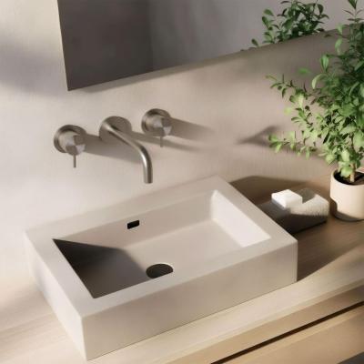 Waterevolution Flow 3-otvorová vestavěná umyvadlová baterie Plně nerezová s výtokem 10 cm T1163FIE-10