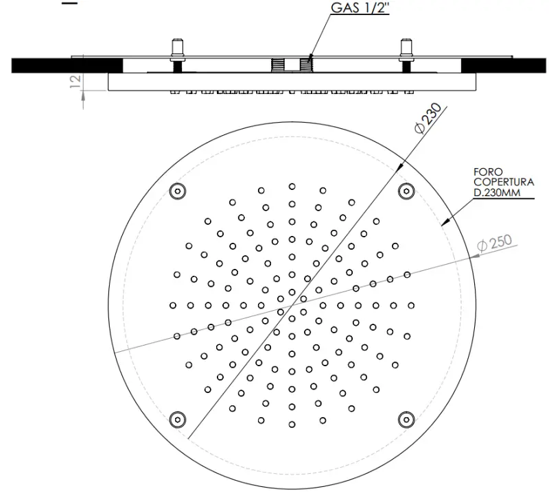 SB Rubinetterie matná bílá corian solid surface vestavěná kulatá dešťová sprcha stropní sprchová hlavice 30 cm 1208954156