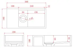 Solid-S Fontánka z kompozitního materiálu, matná černá, šířka 36 x hloubka 18 x výška 10 cm, s krytem, model vlevo bez otvoru pro vodu, 1208954157