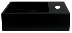 Solid-S Umyvadlo z kompozitního materiálu, matná černá, šířka 36 x hloubka 18 x výška 10 cm, s krytem, pravostranné provedení s otvorem pro baterii, 1208954163