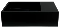 Solid-S Umyvadlo z kompozitního materiálu, matná černá, šířka 36 x hloubka 18 x výška 10 cm, s krytem, pravostranné provedení bez otvoru pro odtok, 1208954164