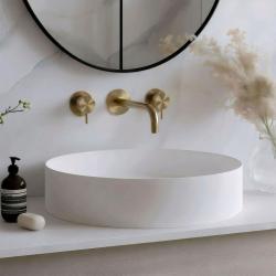 Waterevolution Flow 3otvorová vestavná umyvadlová baterie z leštěného mosazi s výtokem 15 cm T1163FLE-15