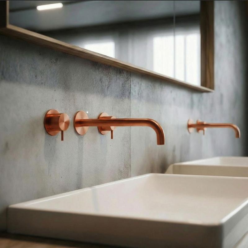 Waterevolution Flow 3-otvorová vestavná umyvadlová baterie PVD měď s výtokem 21 cm T1163FCPE-21