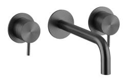 Waterevolution Flow 3otvorová vestavná umyvadlová baterie PVD Gun metal s výtokem 15 cm T1163FGME-15