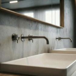 Waterevolution Flow 3otvorová vestavná umyvadlová baterie PVD Gun metal s výtokem 21 cm T1163FGME-21