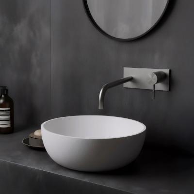 Waterevolution Flow podomítková umyvadlová baterie s krycí deskou, kompletně z nerezu, s výtokem 21 cm, T1161BIE-21