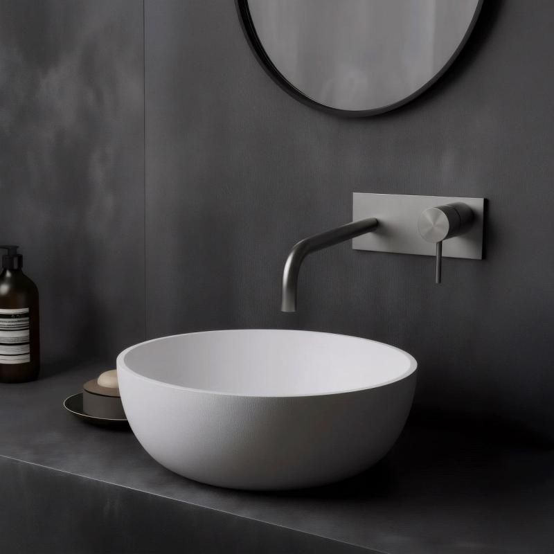 Vodní revoluce Flow vestavná umyvadlová baterie s krycí deskou, celonerezová, s výtokem 21 cm T1161BIE-21