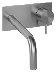 Waterevolution Flow vestavěná umyvadlová baterie s krycí deskou, kompletně z nerezové oceli, s výtokem 15 cm, T1161BIE-15