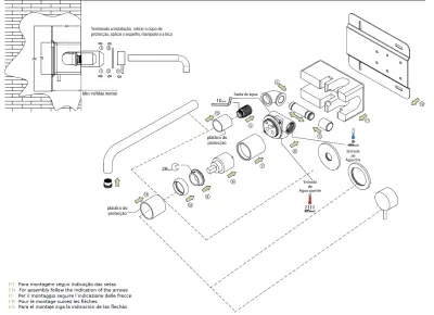Waterevolution Flow vestavěná umyvadlová baterie s krycí deskou, kompletně z nerezové oceli, s výtokem 15 cm, T1161BIE-15