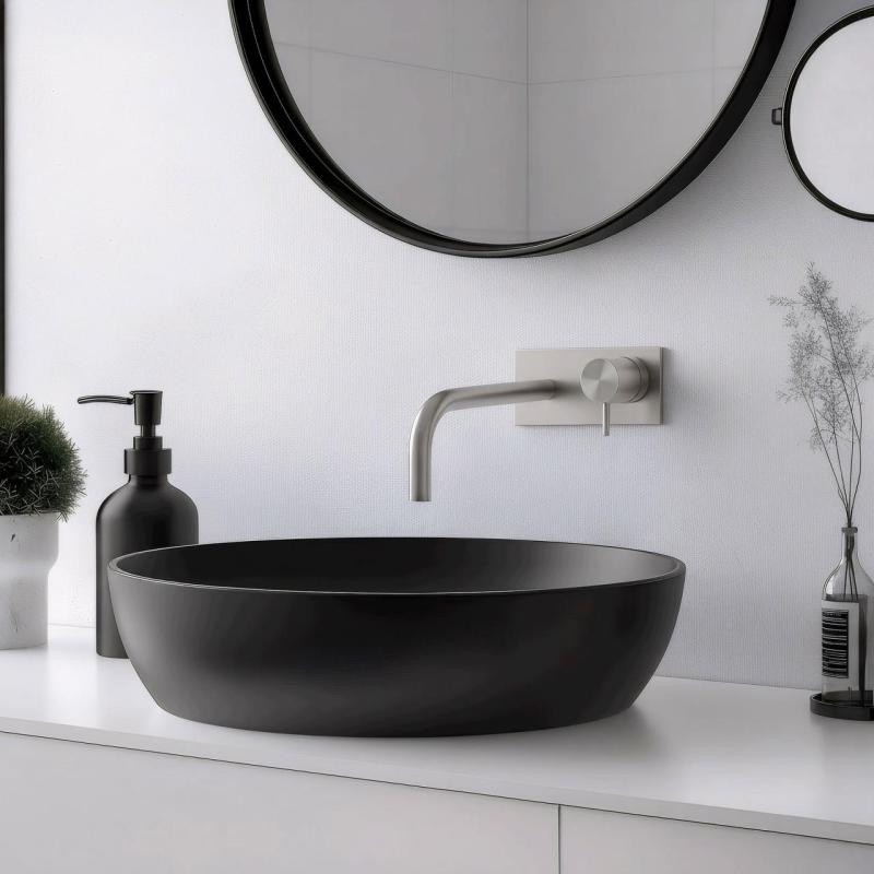 Vodní revoluce Flow vestavná umyvadlová baterie s krycí deskou, celonerezová, s výtokem 15 cm T1161BIE-15