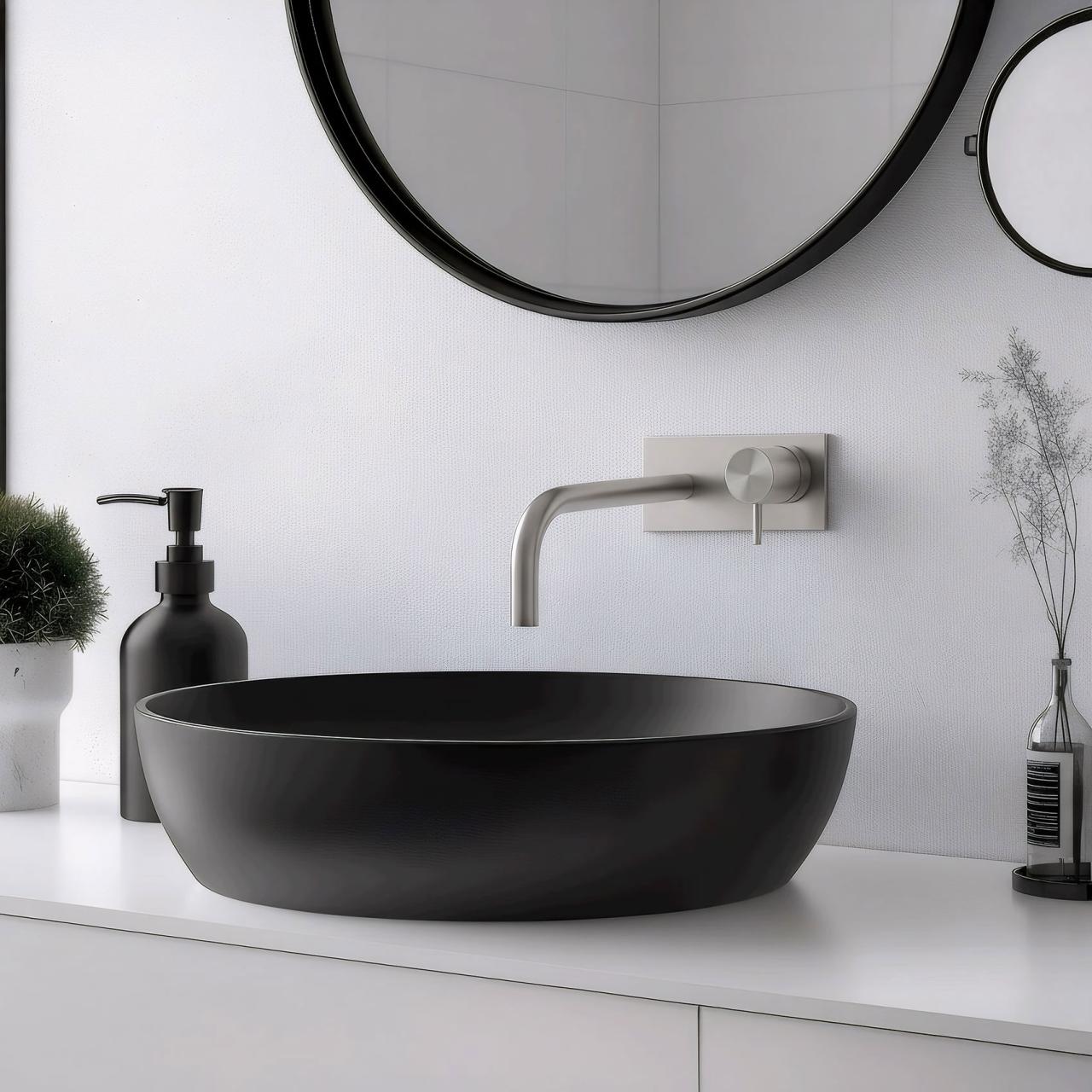 Waterevolution Flow vestavěná umyvadlová baterie s krycí deskou, kompletně z nerezové oceli, s výtokem 15 cm, T1161BIE-15