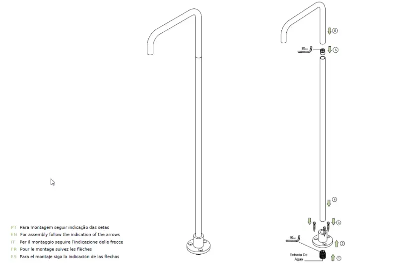 Waterevolution Flow Volně stojící umyvadlová baterie Výtok Celý z leštěného mosazi T1.676.LE