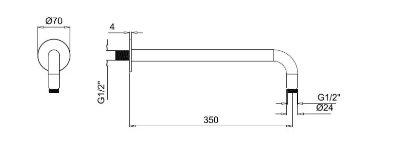 SB Round Sprchový set kartáčovaný mosaz PVD vestavěný kompletní