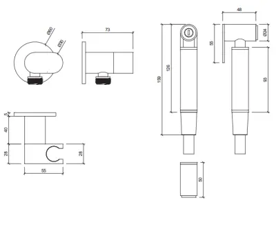 Waterevolution Flow Bidet Hand Shower Set Brass Natural T1626LE