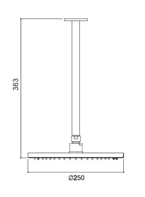Waterevolution Flow sprchová hlavice 250 mm s připojením ke stropu PVD Gun Metal T164225GME