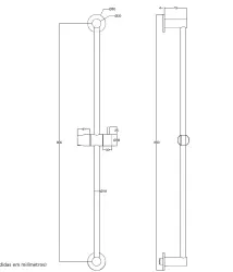 Waterevolution Flow posuvná tyč 800 mm Kartáčovaná mosaz T1660LE