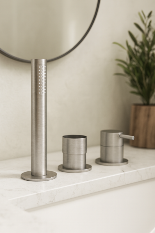 Waterevolution Flow 3-otvorová vanová baterie pro montáž na okraj vany RVS T138SBIE