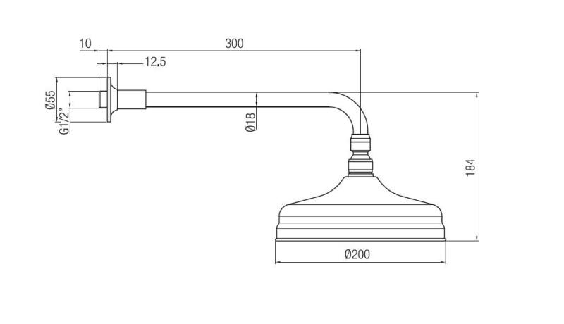 PB nostalgická hlavová sprcha 20 cm s ochranou proti vodnímu kameni a ramínkem Bronz