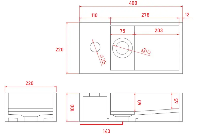 Solid-S Marble solid surface umyvadlo B40xD22xH10cm mramor matná černá vlevo s otvorem pro baterii 1208954633