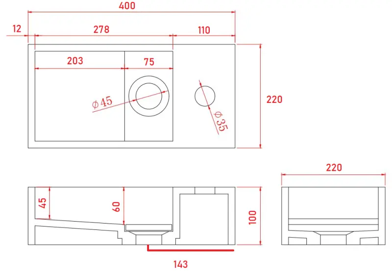 Solid-S Marble solid surface umyvadlo B40xD22xV10cm mramor matná černá pravá s otvorem pro baterii 1208954634
